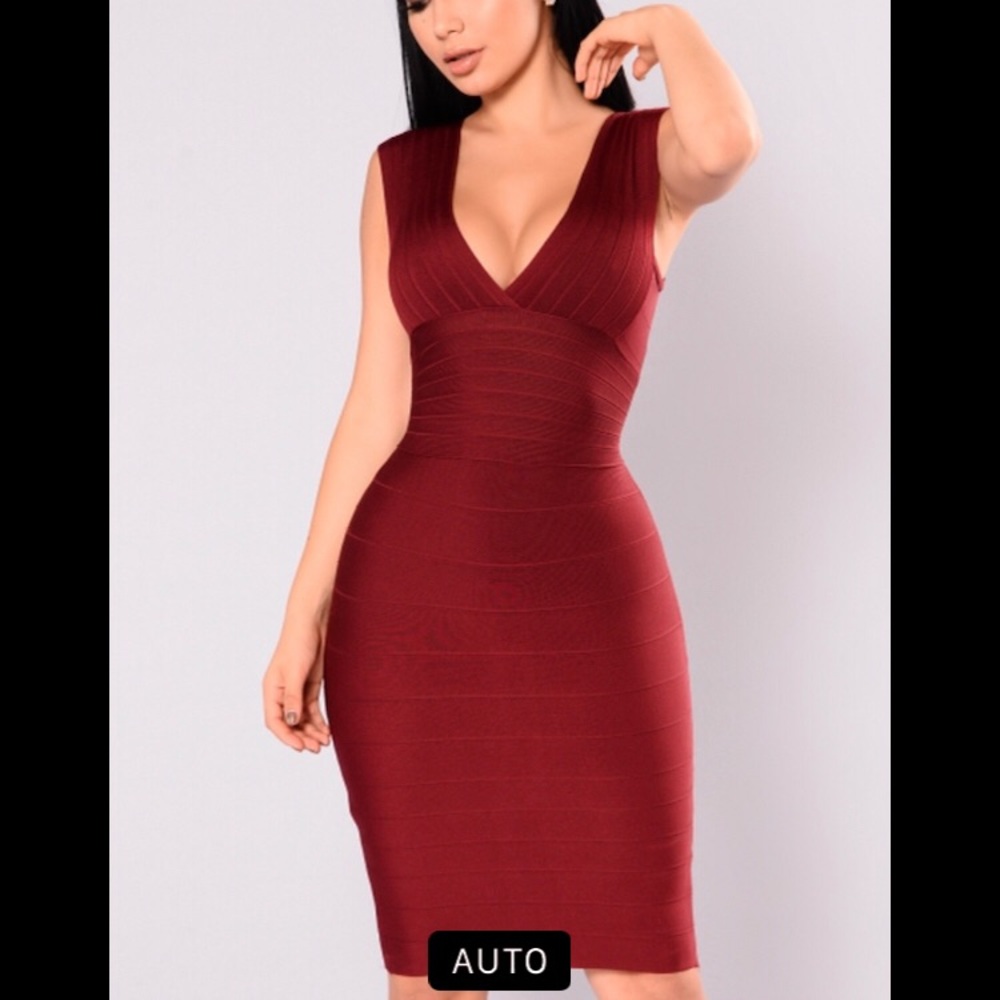 Burgundy bandage dress